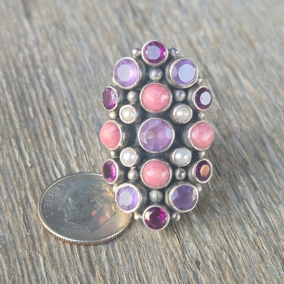 Nicky Butler 925 Sterling Silver Designer Opal Amethyst Rhodolite Garnet Ring NB - Picture 9 of 16